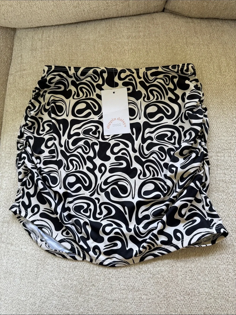 Dippin' Daisy's Black & White Abstract Swim skirt Bottom